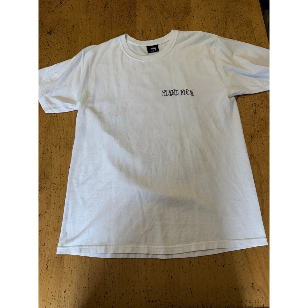 Stussy Graphic Tee Size M White Stand Firm End Racism Now Streetwear T-Shirt
